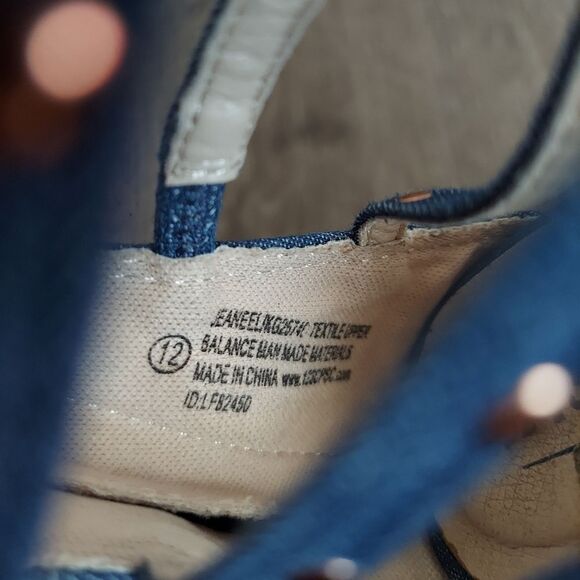 Seychelles Girls Strappy Stud Heel Sandals Back Zip Jean Blue Vegan Size 12 - Picture 6 of 7